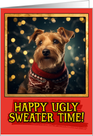 Airdale Terrier Ugly Sweater Christmas card