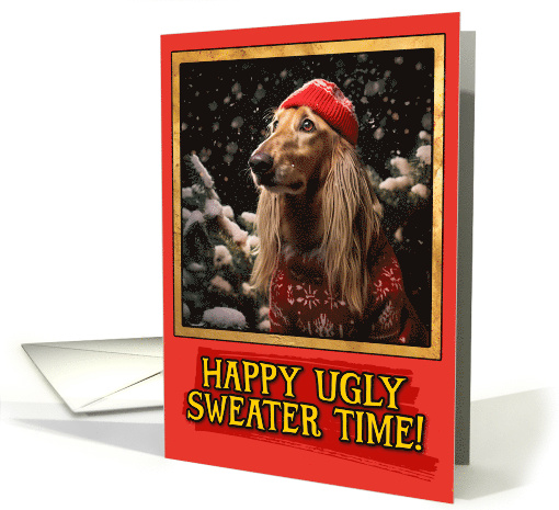 Afghan Hound Ugly Sweater Christmas card (1799020)