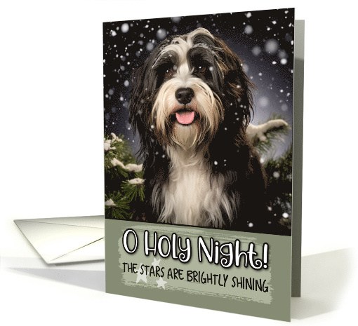Tibetan Terrier O Holy Night Christmas card (1799480)