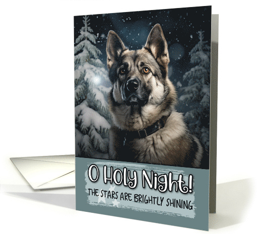 Norwegian Elkhound O Holy Night Christmas card (1799506)