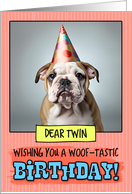 Twin Happy Birthday Bulldog Puppy card