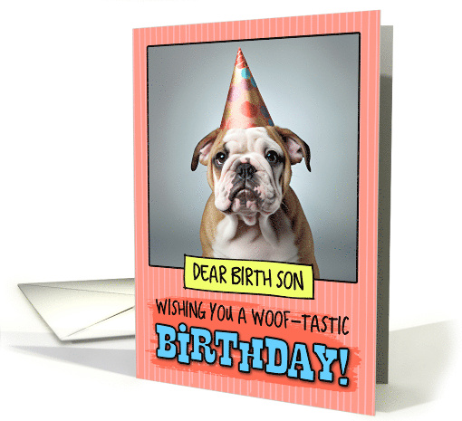 Birth Son Happy Birthday Bulldog Puppy card (1800376)