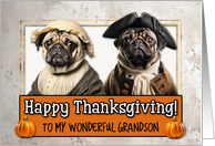 GrandsonThanksgiving Pilgrim Pug couple card