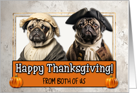 From Couple Thanksgiving Pilgrim Pug couple card