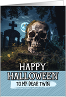Twin Happy Halloween Cemetery Skull card