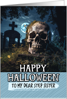 Step Sister Happy Halloween Cemetery Skull card