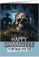 Step Son Happy Halloween Cemetery Skull card