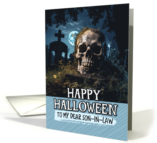 Son in Law Happy Halloween Cemetery Skull card (1801760)