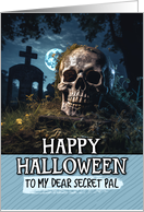 Secret Pal Happy Halloween Cemetery Skull card