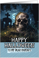 Parents Happy Halloween Cemetery Skull card