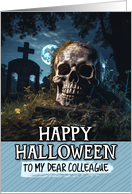 Colleague Happy Halloween Cemetery Skull card