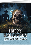 Aunt and Uncle Happy Halloween Cemetery Skull card