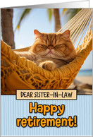 Sister in Law Happy Retirement Hammock Cat card