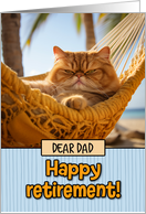Dad Happy Retirement Hammock Cat card