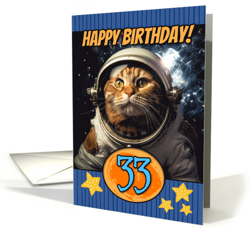 33 Years Old Happy Birthday Space Cat card (1804062)