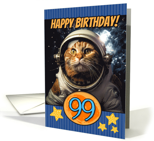 99 Years Old Happy Birthday Space Cat card (1804252)