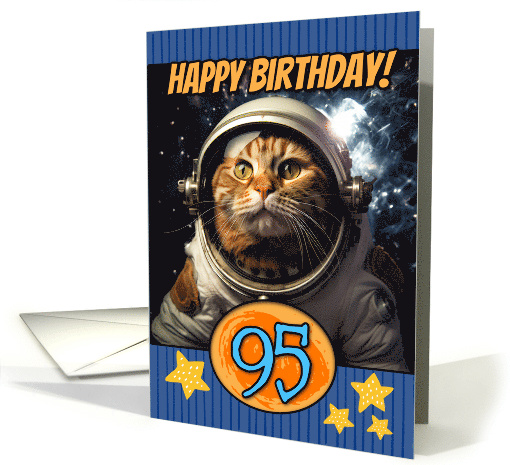 95 Years Old Happy Birthday Space Cat card (1804260)