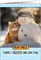 Uncle Ginger Cat and Snowman card