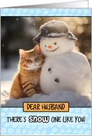 Husband Ginger Cat and Snowman card