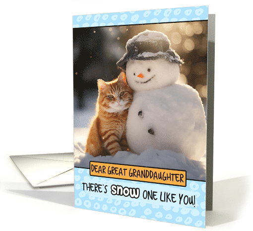Great Granddaughter Ginger Cat and Snowman card (1804380)