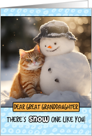 Great Granddaughter Ginger Cat and Snowman card