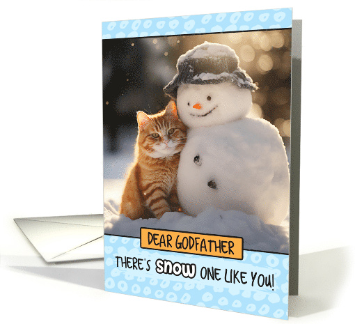 Godfather Ginger Cat and Snowman card (1804394)