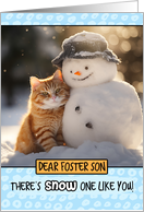 Foster Son Ginger Cat and Snowman card
