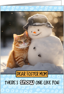 Foster Mom Ginger Cat and Snowman card