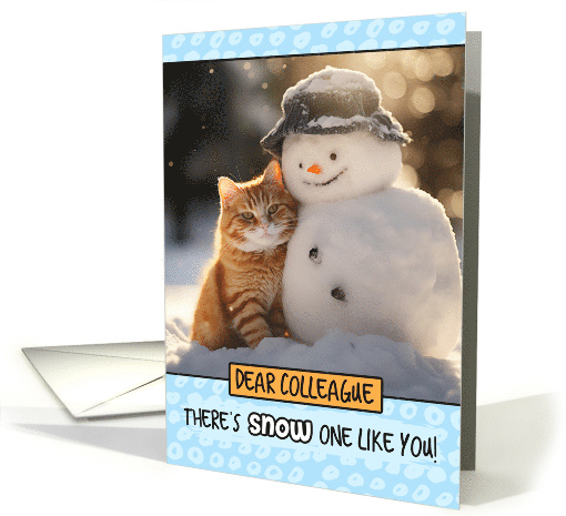 Colleague Ginger Cat and Snowman card (1804426)