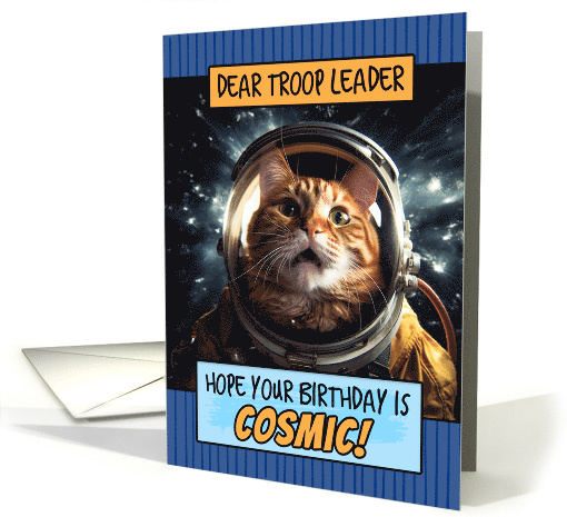 Troop Leader Happy Birthday Cosmic Space Cat card (1806530)