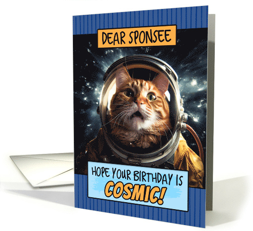 Sponsee Happy Birthday Cosmic Space Cat card (1806582)