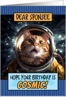 Sponsee Happy Birthday Cosmic Space Cat card