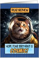Nephew Happy Birthday Cosmic Space Cat card