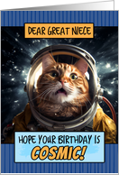 Great Niece Happy Birthday Cosmic Space Cat card