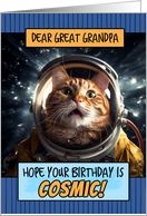 Great Grandpa Happy Birthday Cosmic Space Cat card