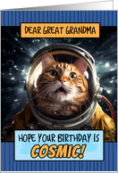 Great Grandma Happy Birthday Cosmic Space Cat card
