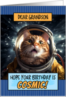 Grandson Happy Birthday Cosmic Space Cat card
