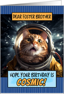 Foster Brother Happy Birthday Cosmic Space Cat card