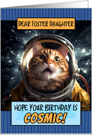 Foster Daughter Happy Birthday Cosmic Space Cat card