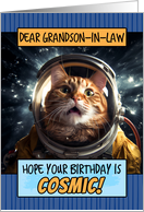 Grandson in Law Happy Birthday Cosmic Space Cat card