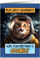 Great Grandniece Happy Birthday Cosmic Space Cat card