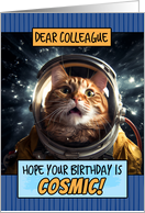 Colleague Happy Birthday Cosmic Space Cat card