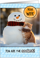 Wife Thinking of You Ginger Cat and Snowman card