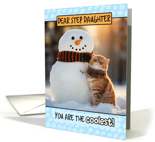 Step Daughter Thinking of You Ginger Cat and Snowman card (1807744)
