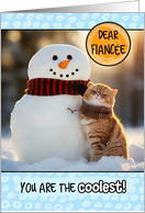Fiancee Thinking of You Ginger Cat and Snowman card