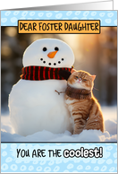 Foster Daughter Thinking of You Ginger Cat and Snowman card