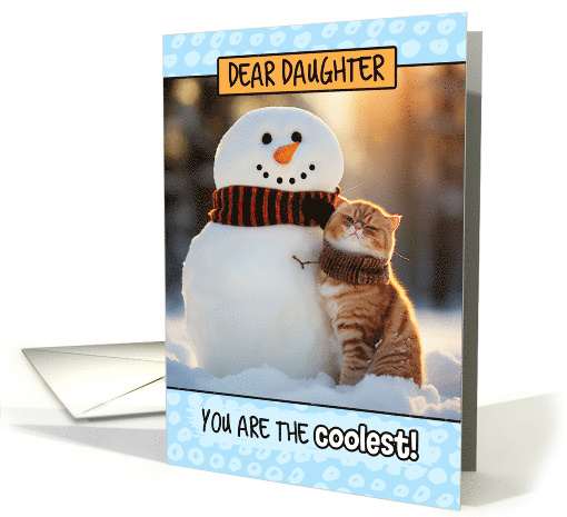 Daughter Thinking of You Ginger Cat and Snowman card (1808304)