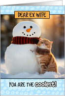 Ex Wife Thinking of You Ginger Cat and Snowman card