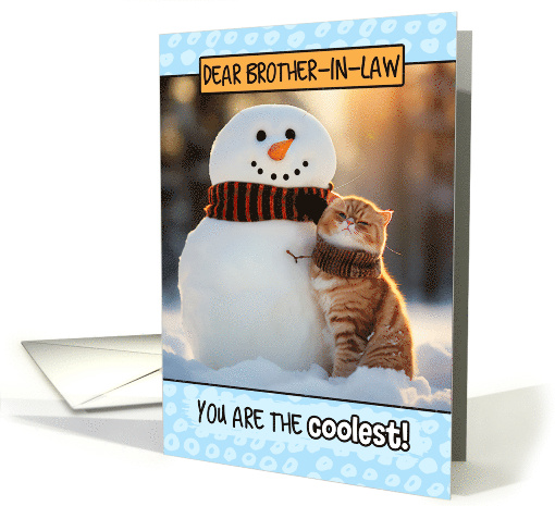 Brother in Law Thinking of You Ginger Cat and Snowman card (1808312)
