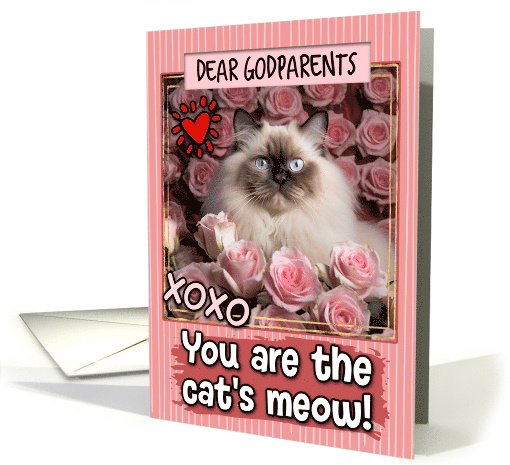 Godparents Valentine's Day Himalayan Cat and Roses card (1808548)